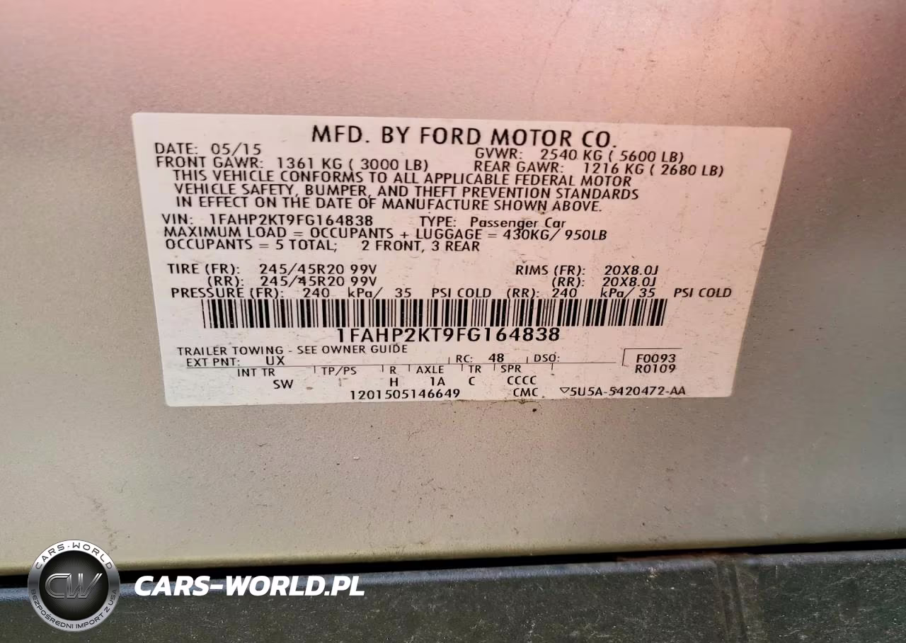 2015 Ford Taurus Sho VIN:1FAHP2KT9FG164838 - 12