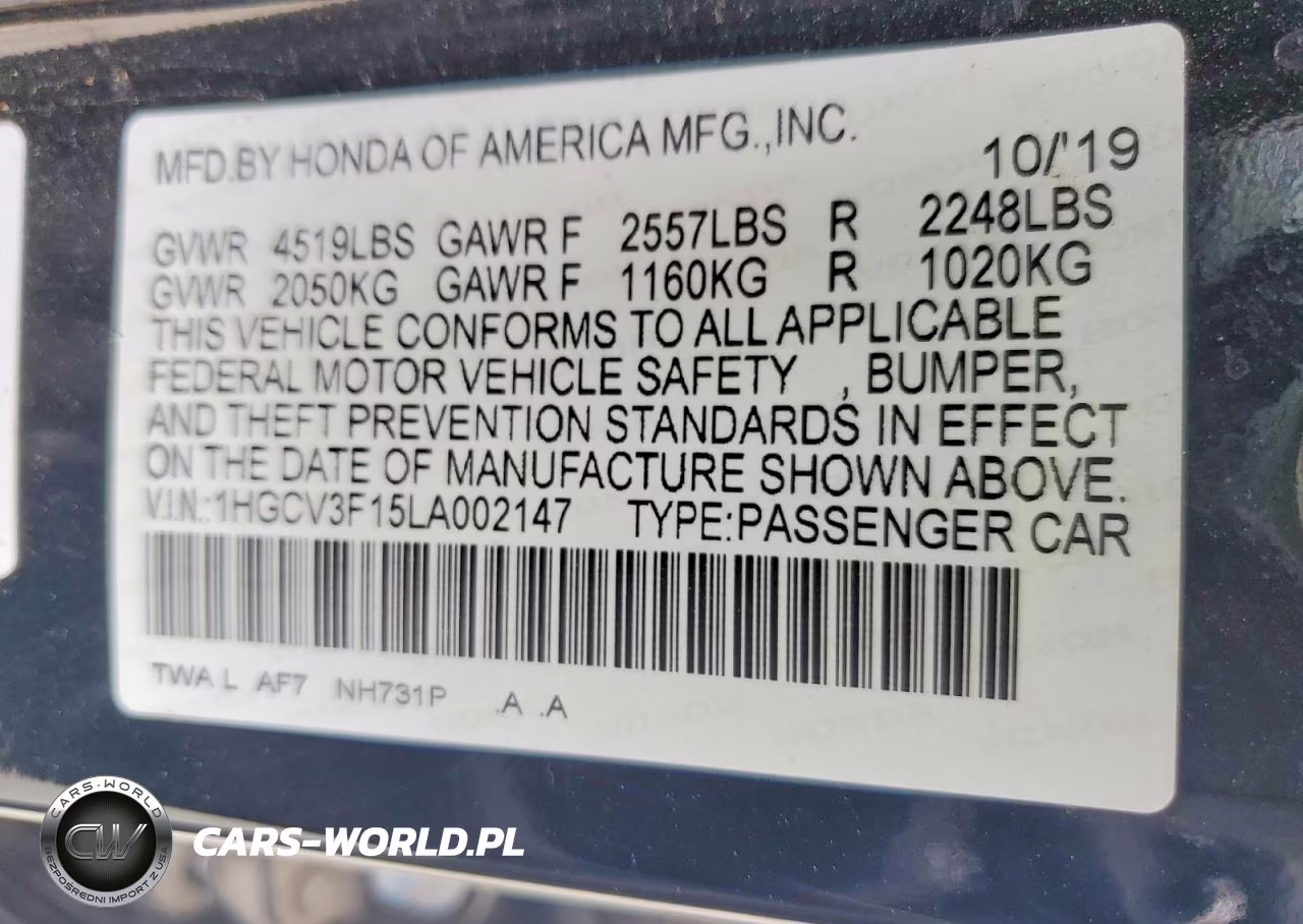 2020 Honda Accord Hybrid VIN:1HGCV3F15LA002147 - 12