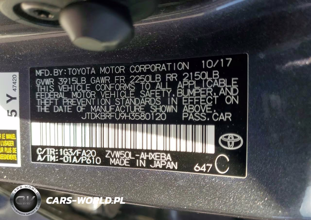 2017 Toyota Prius Two VIN:JTDKBRFU9H3580120 - 12