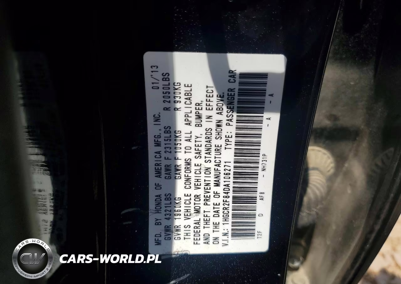 2013 Honda Accord Exl VIN:1HGCR2F84DA106271 - 13