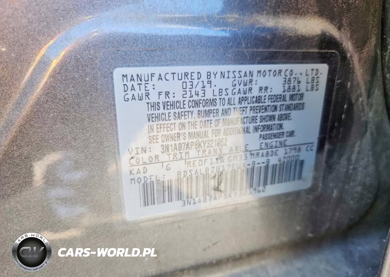 2019 Nissan Sentra S VIN:3N1AB7AP8KY321962 - 12