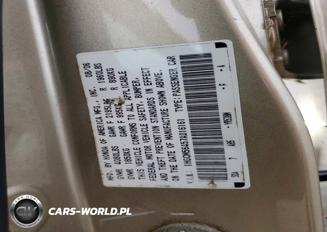 2007 Honda Accord Lx VIN:1HGCM56457A016161 - 12