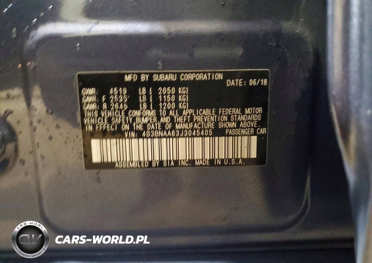 2018 Subaru Legacy 2.5I VIN:4S3BNAA63J3045405 - 12