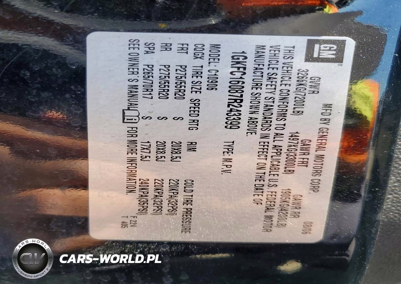 2007 GMC Yukon Xl C1500 VIN:1GKFC16087R243399 - 13