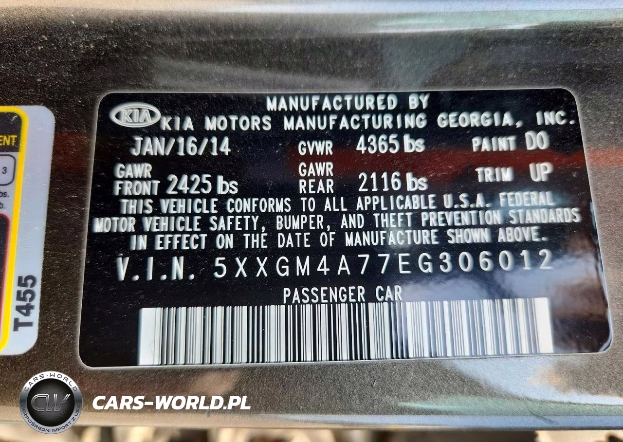 2014 Kia Optima Lx VIN:5XXGM4A77EG306012 - 12
