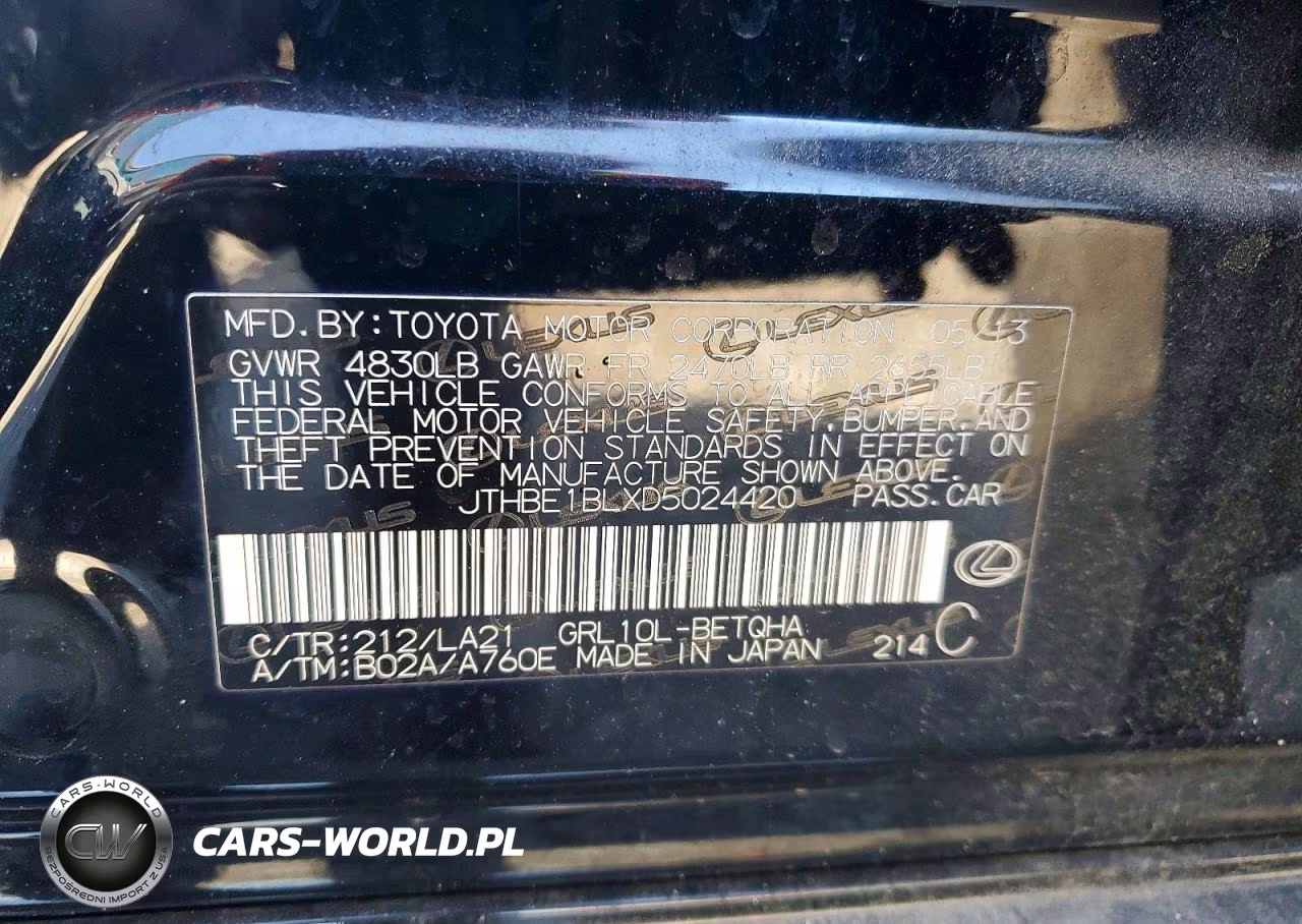 2013 Lexus Gs 350 Base VIN:JTHBE1BLXD5024420 - 12