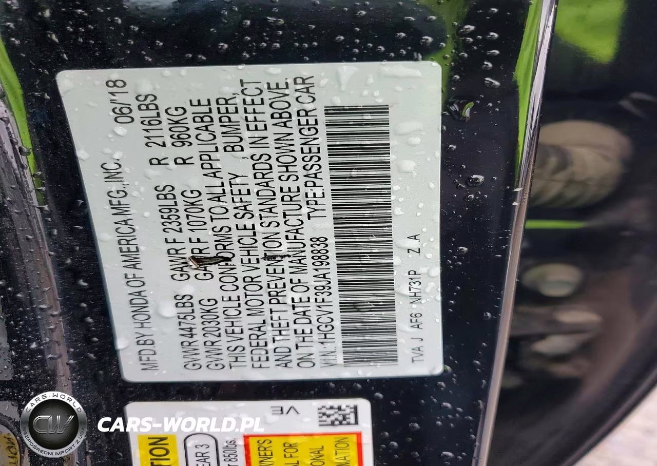 2018 Honda Accord Sport VIN:1HGCV1F39JA198838 - 12