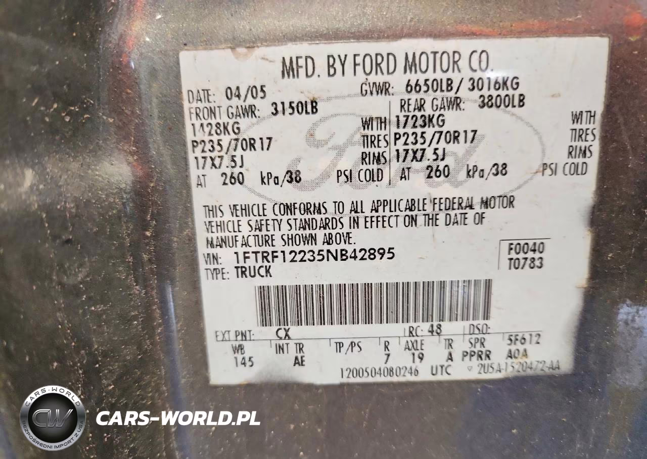 2005 Ford F150 VIN:1FTRF12235NB42895 - 12