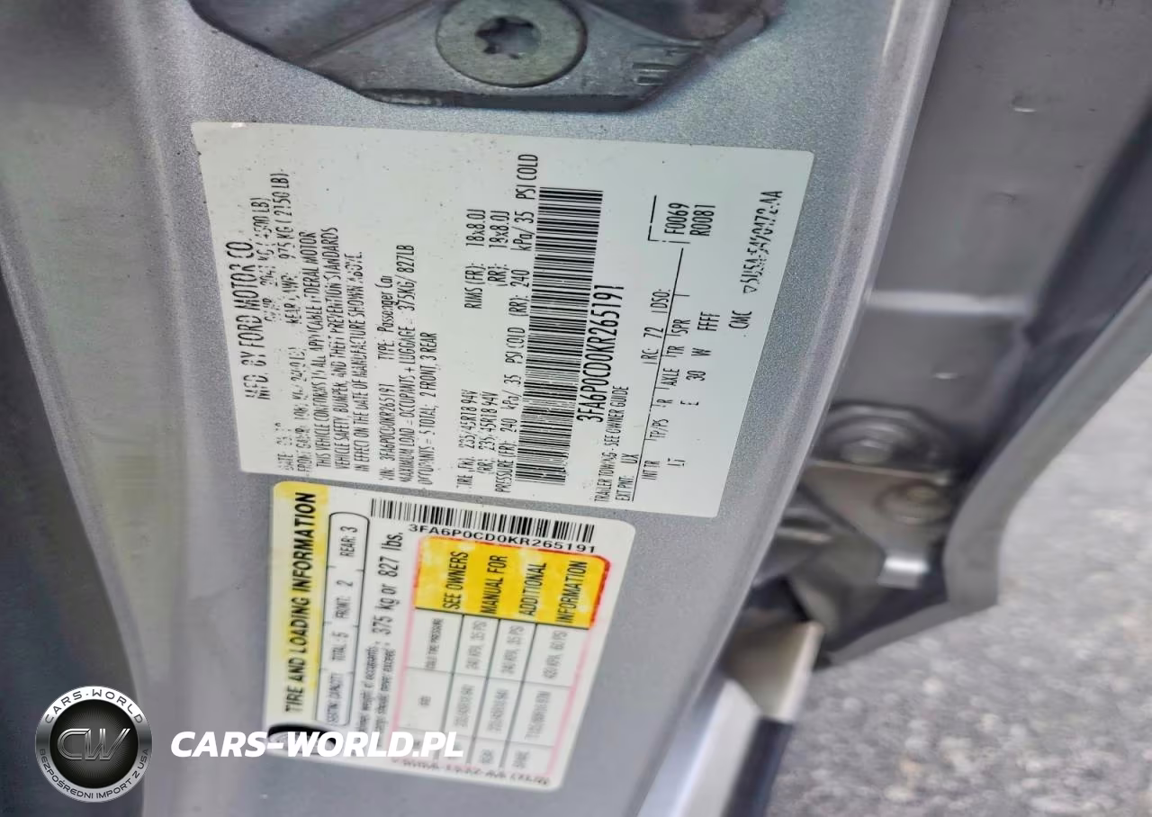 2019 Ford Fusion Sel VIN:3FA6P0CD0KR265191 - 13