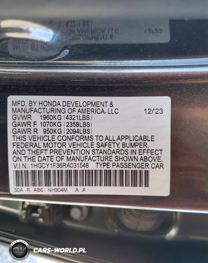 2024 Honda Accord Ex VIN:1HGCY1F36RA031548 - 12