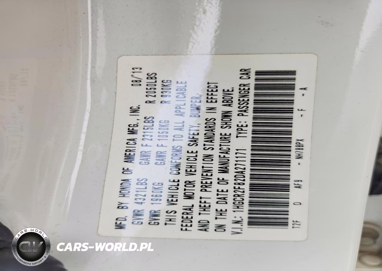 2013 Honda Accord Exl VIN:1HGCR2F82DA271171 - 12