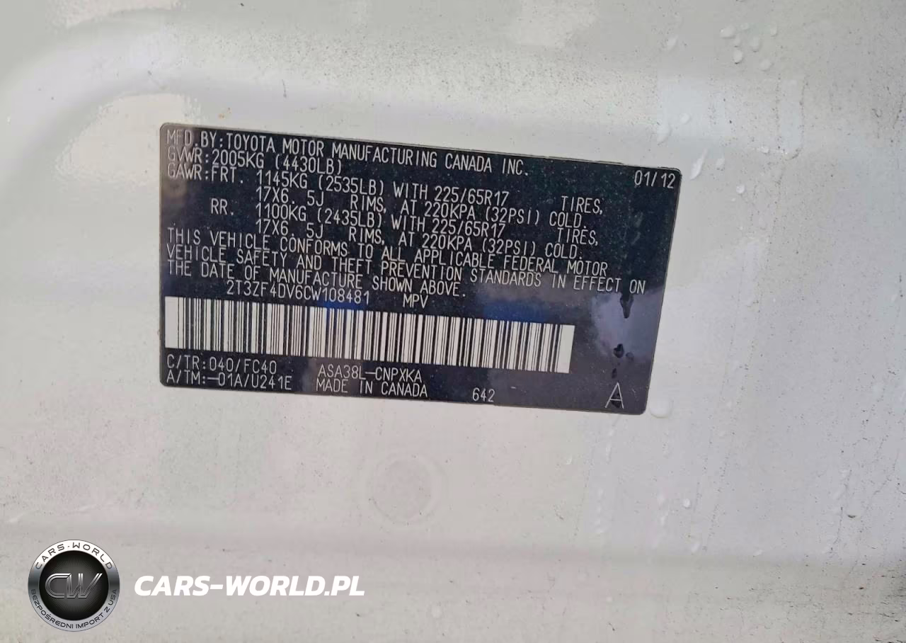 2012 Toyota Rav4 Base VIN:2T3ZF4DV6CW108481 - 13