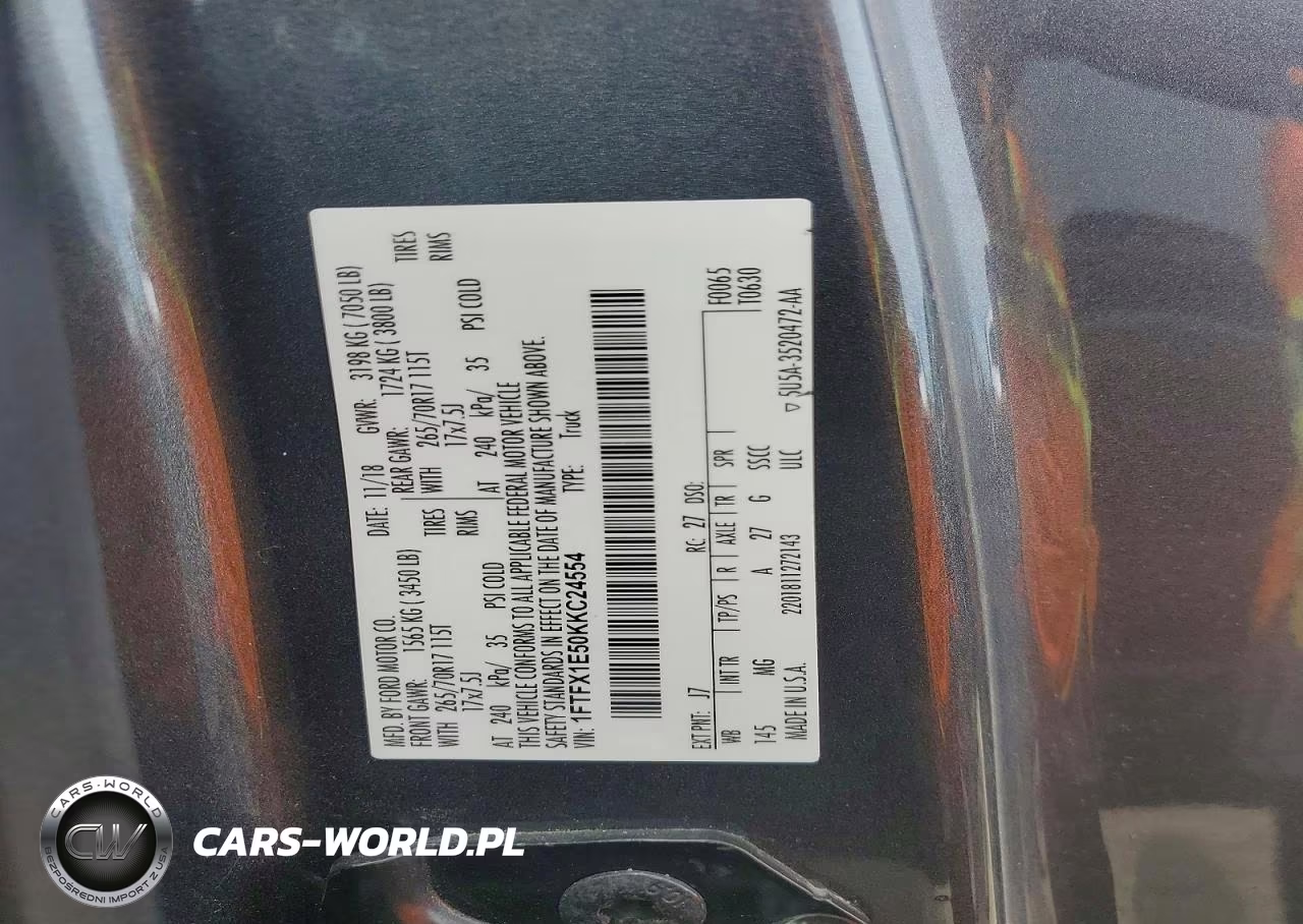2019 Ford F150 Super Cab VIN:1FTFX1E50KKC24554 - 13