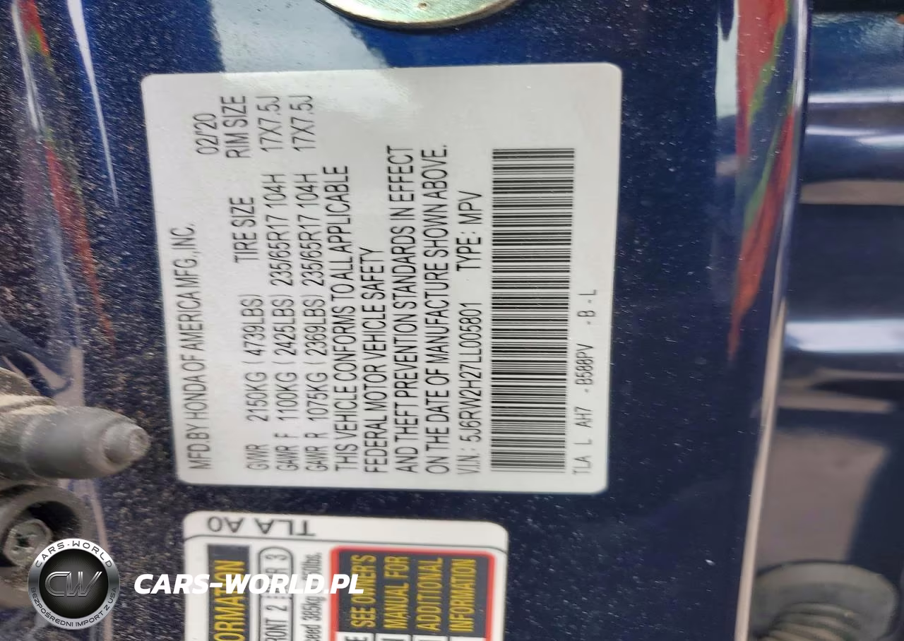 2020 Honda Cr-V Lx VIN:5J6RW2H27LL005801 - 13