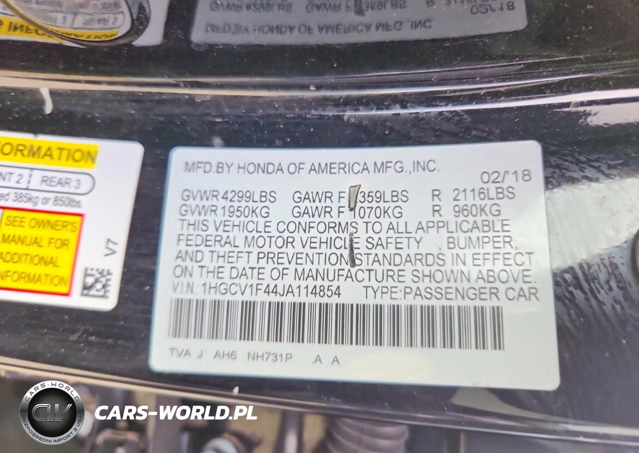 2018 Honda Accord Ex VIN:1HGCV1F44JA114854 - 13