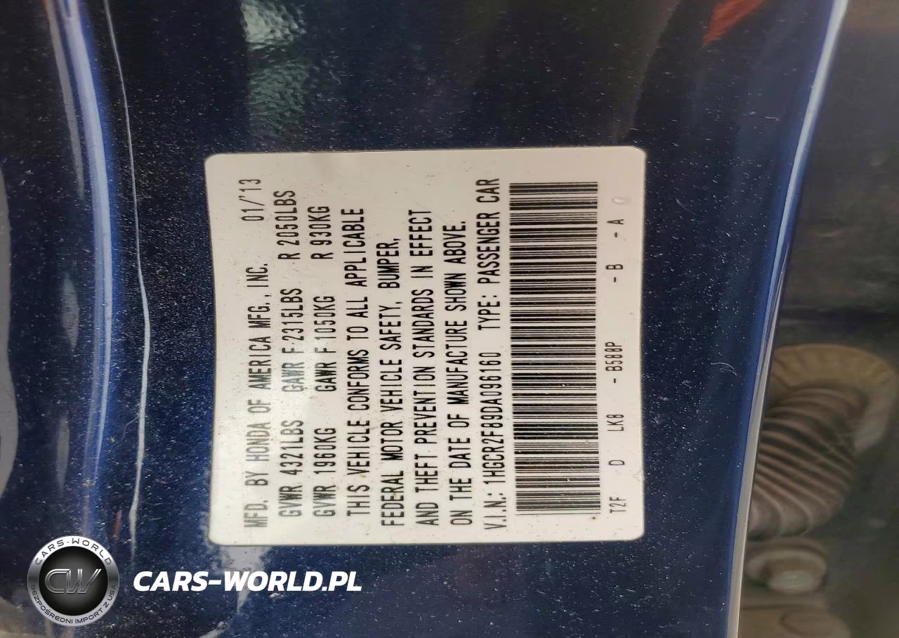 2013 Honda Accord Exl VIN:1HGCR2F89DA096160 - 12