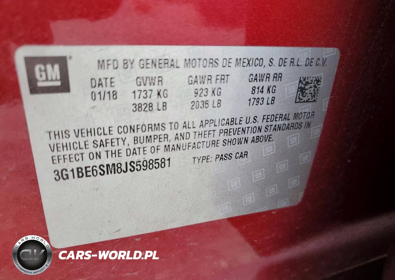 2018 Chevrolet Cruze Lt VIN:3G1BE6SM8JS598581 - 12