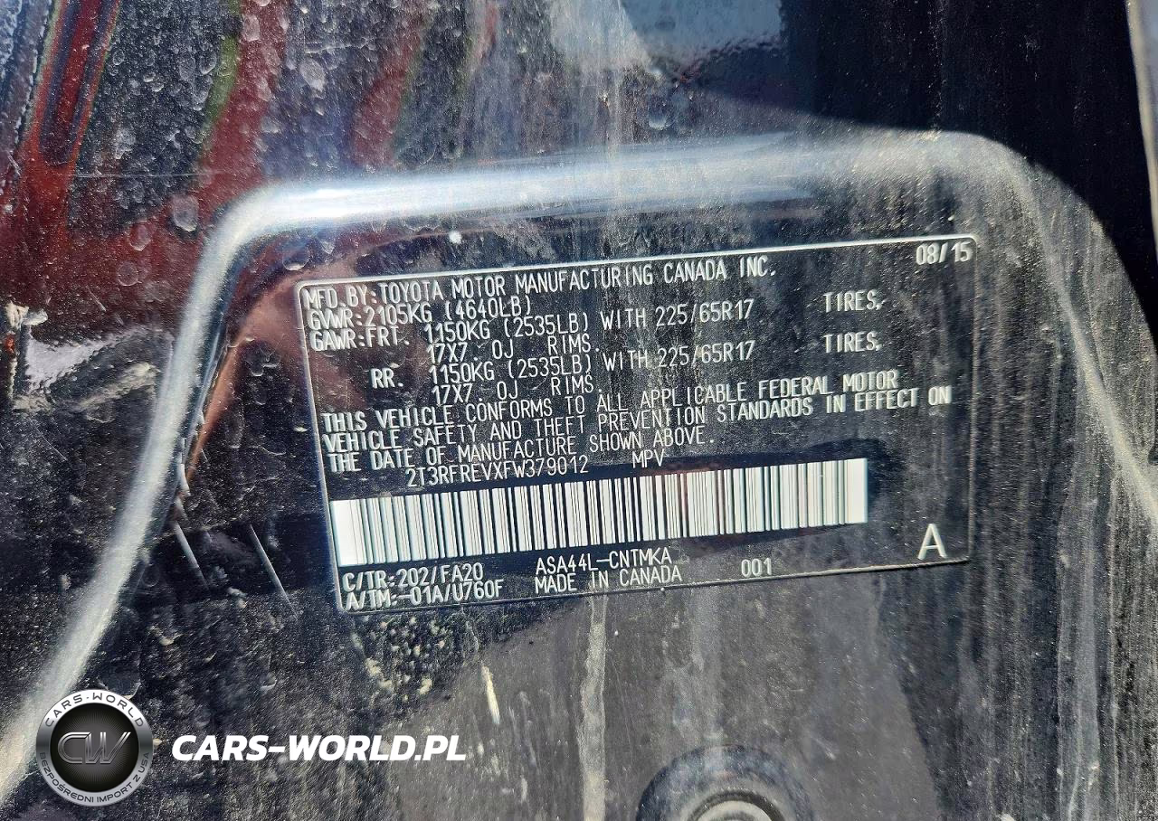 2015 Toyota Rav4 Xle VIN:2T3RFREVXFW379012 - 13