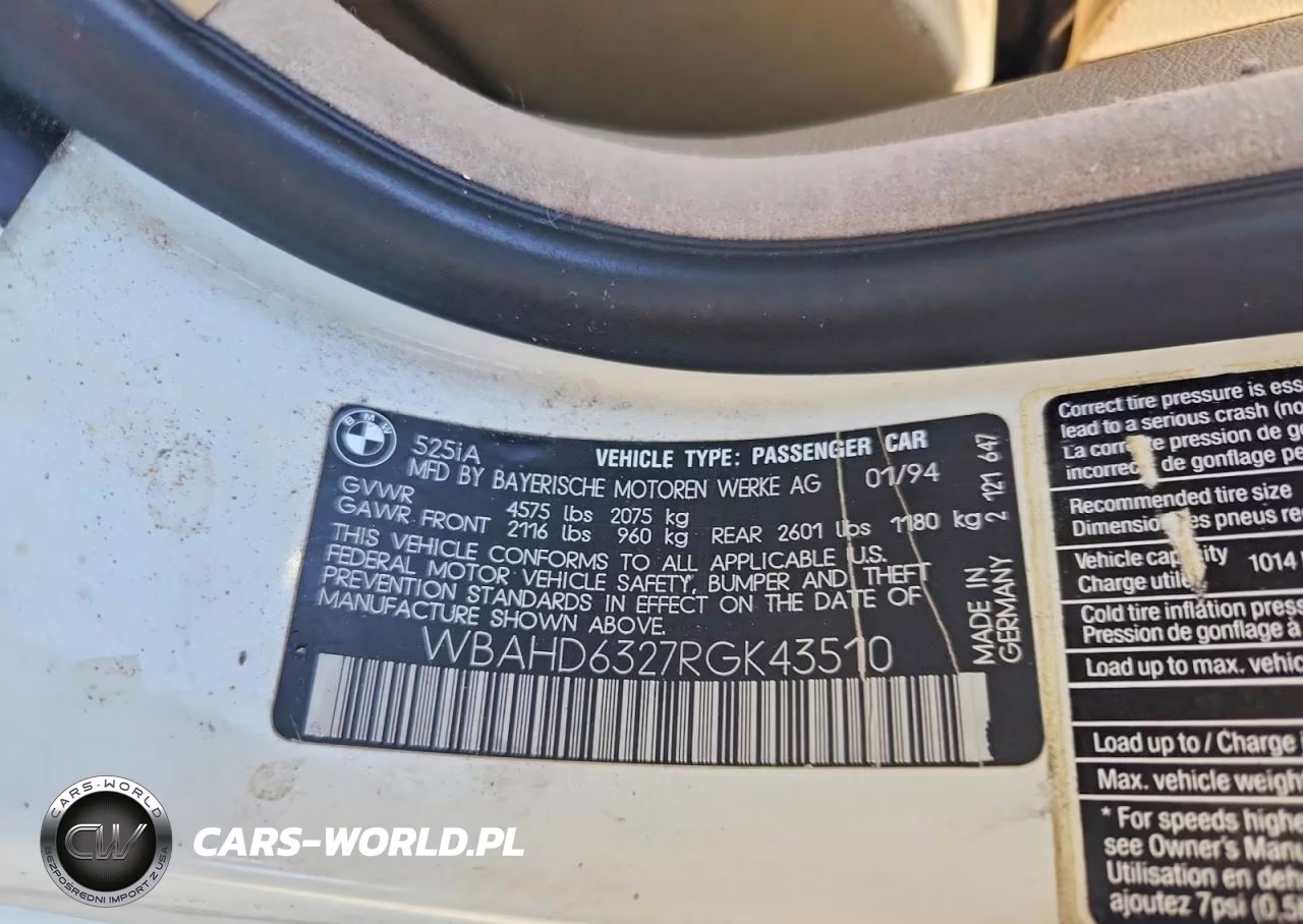 1994 BMW 525 I Automatic VIN:WBAHD6327RGK43510 - 12