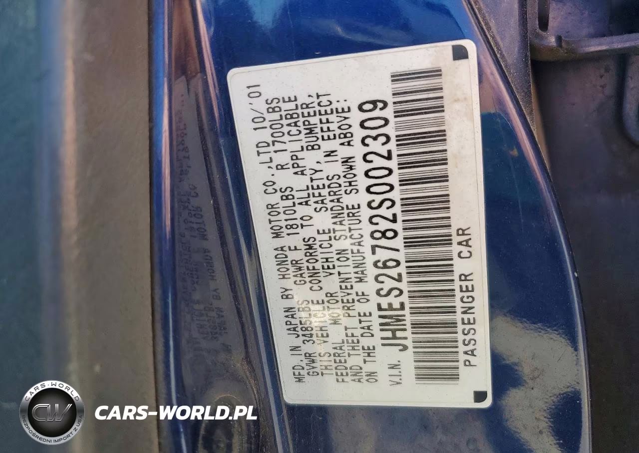 2002 Honda Civic Ex VIN:JHMES26782S002309 - 12
