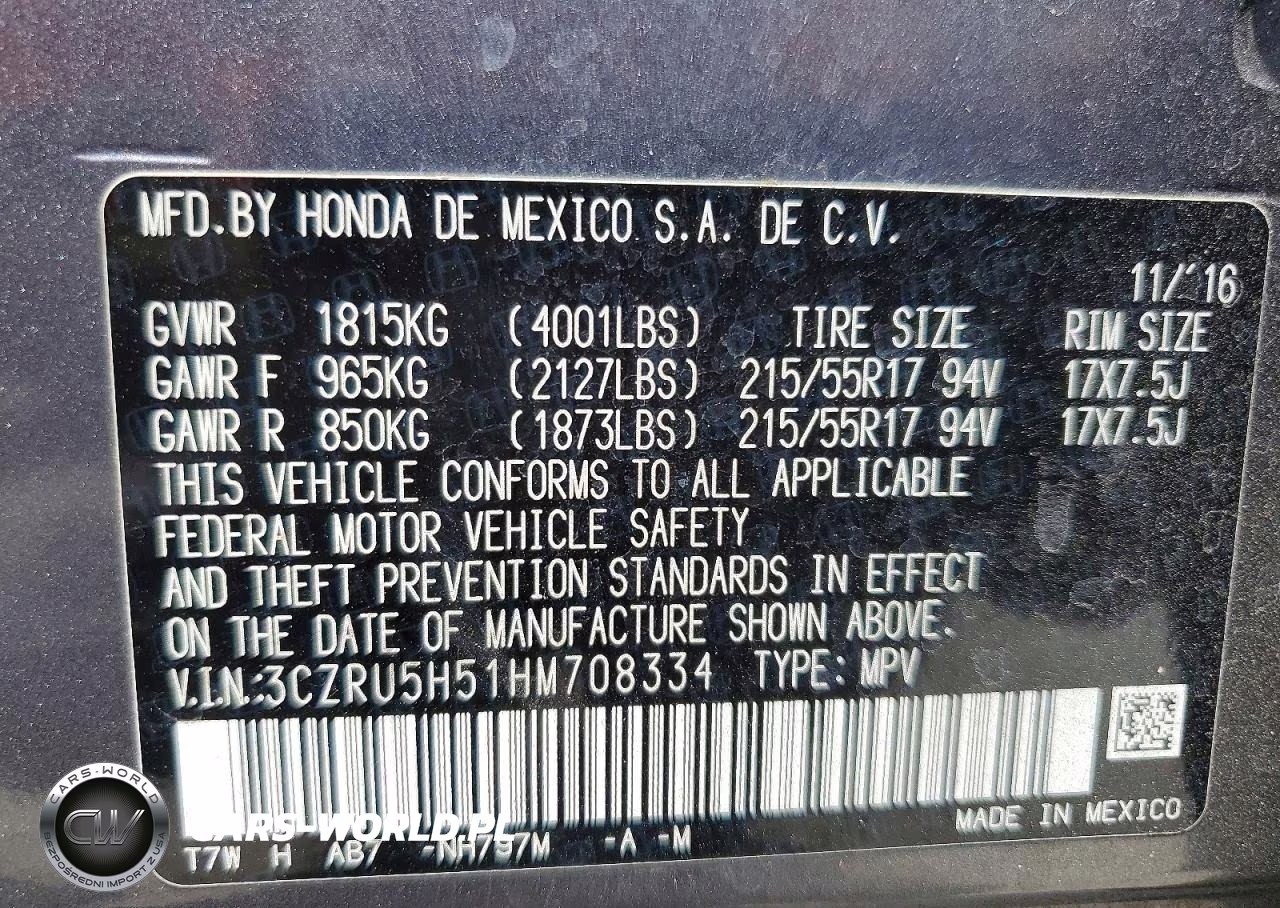 2017 Honda Hr-V Ex VIN:3CZRU5H51HM708334 - 14