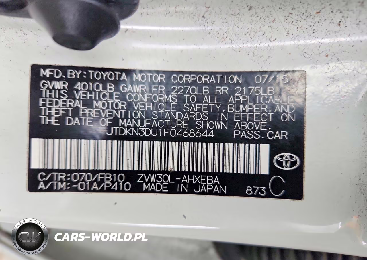 2015 Toyota Prius Two VIN:JTDKN3DU1F0468644 - 12