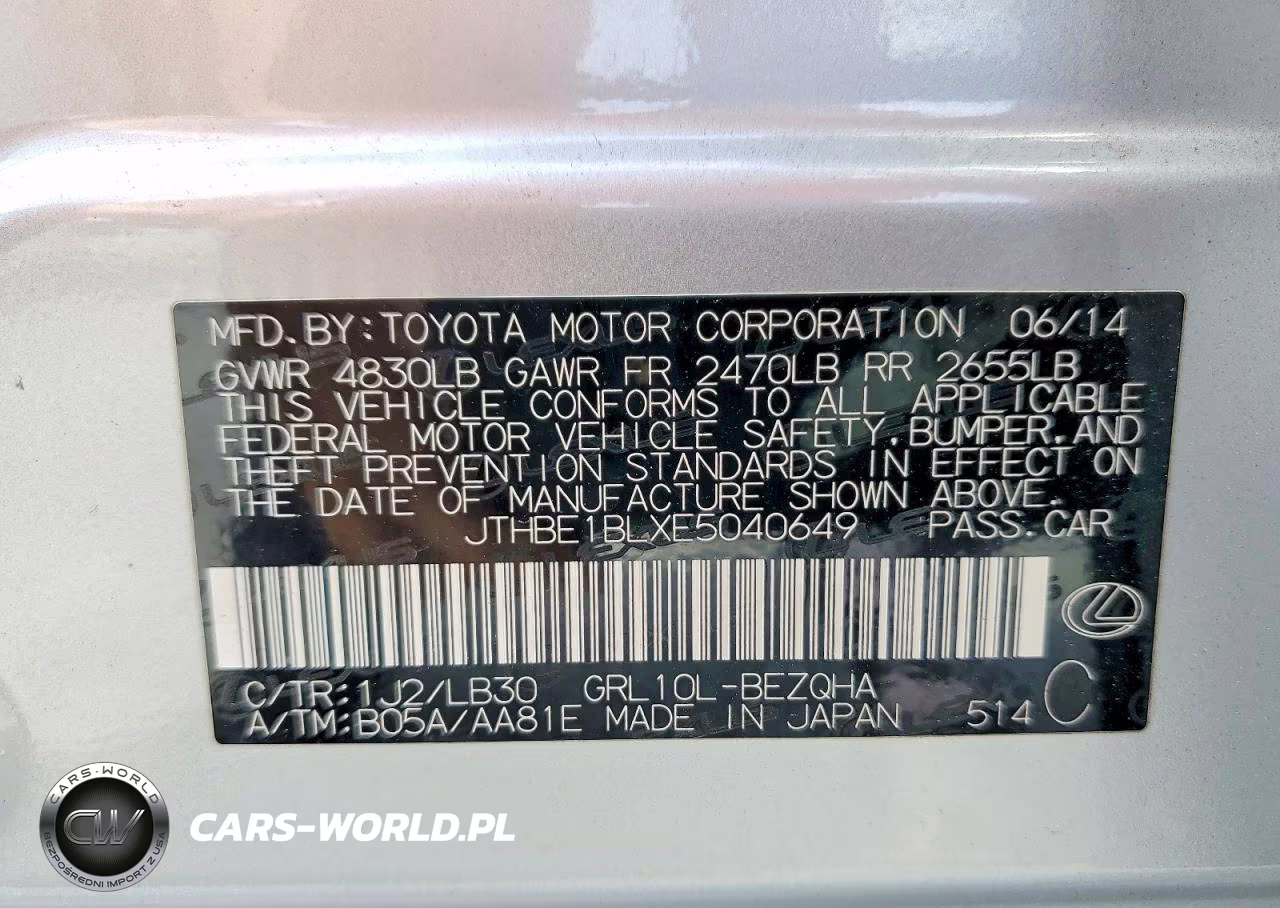2014 Lexus Gs 350 VIN:JTHBE1BLXE5040649 - 12