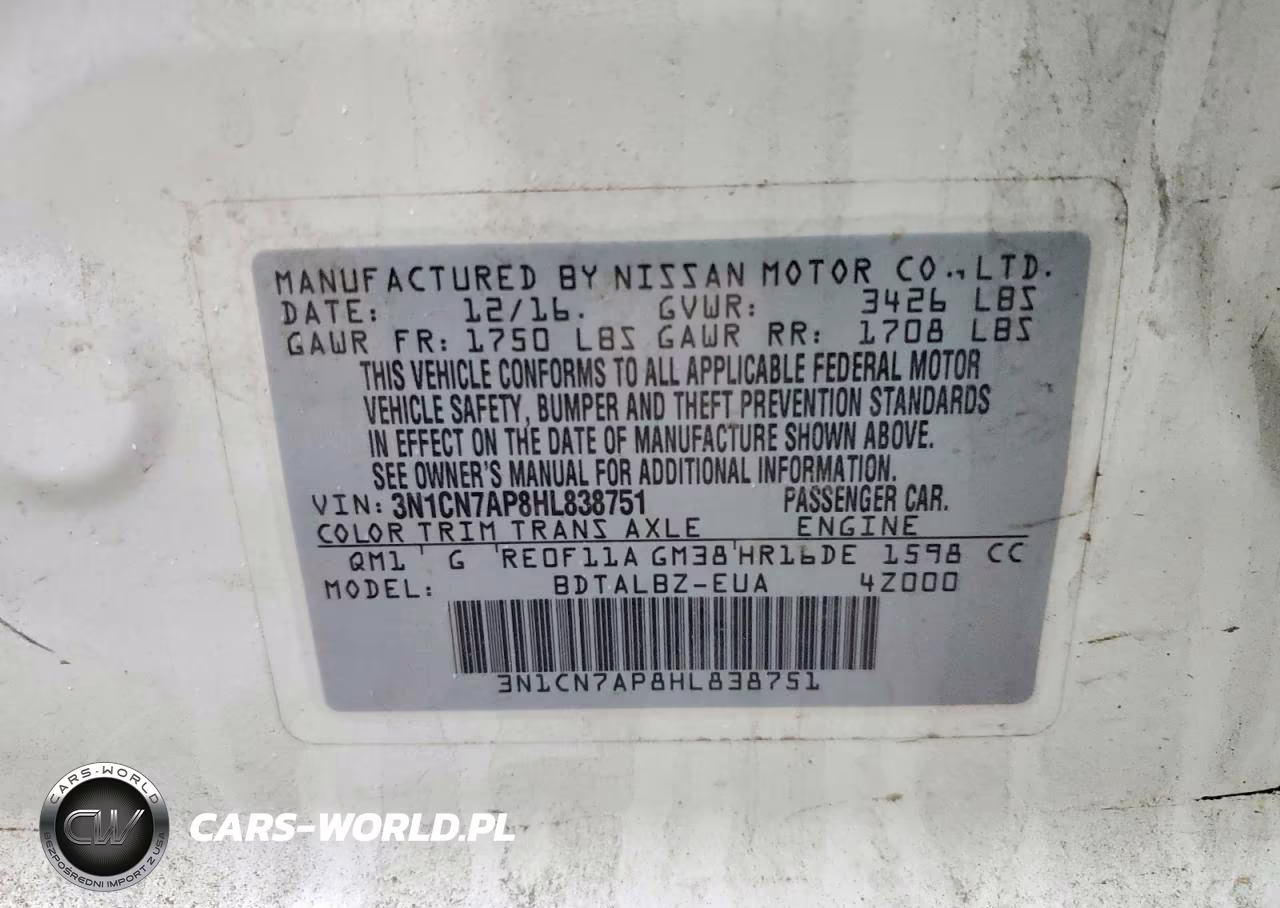 2017 Nissan Versa 1.6 Sv VIN:3N1CN7AP8HL838751 - 13