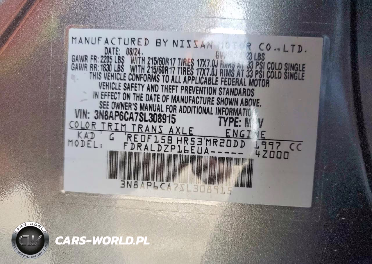 2025 Nissan Kicks Sv VIN:3N8AP6CA7SL308915 - 14