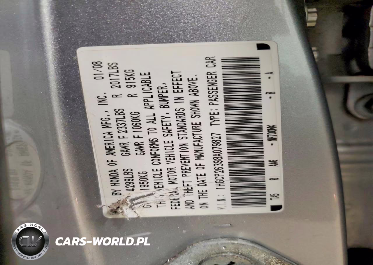 2008 Honda Accord Lx VIN:1HGCP26398A079827 - 13