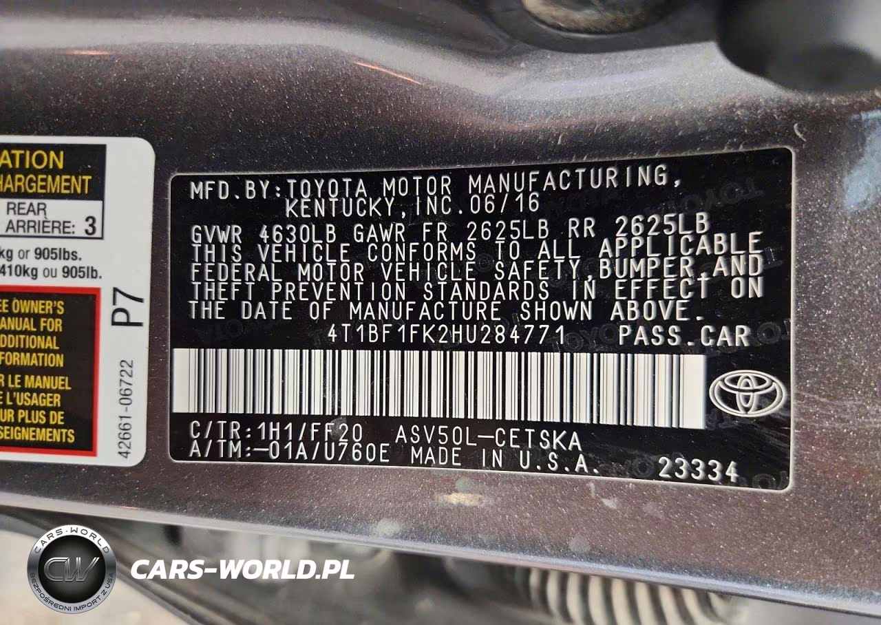 2017 Toyota Camry Se VIN:4T1BF1FK2HU284771 - 12