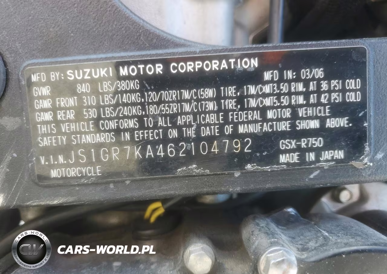 2006 Suzuki Gsx-R750 K6 VIN:JS1GR7KA462104792 - 10