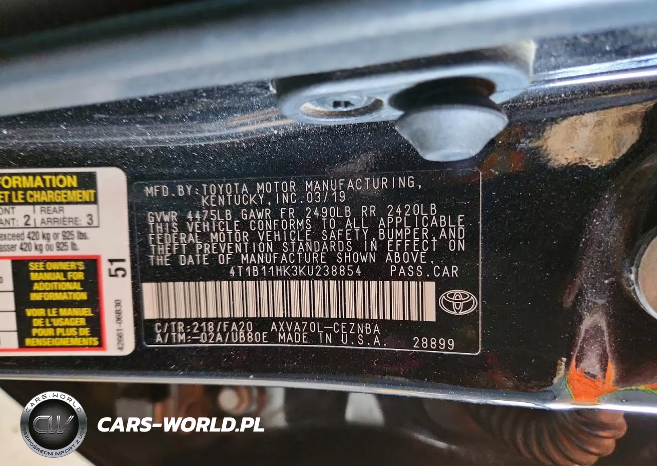 2019 Toyota Camry Le VIN:4T1B11HK3KU238854 - 13