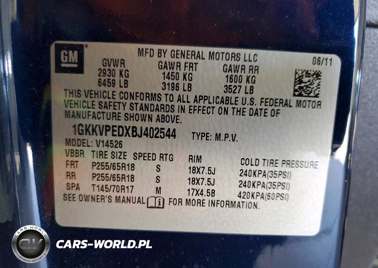 2011 GMC Acadia Sle VIN:1GKKVPEDXBJ402544 - 14