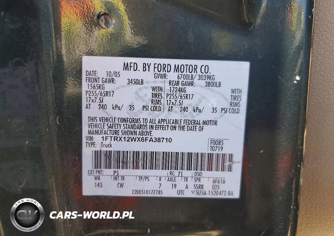 2006 Ford F150 VIN:1FTRX12WX6FA38710 - 12