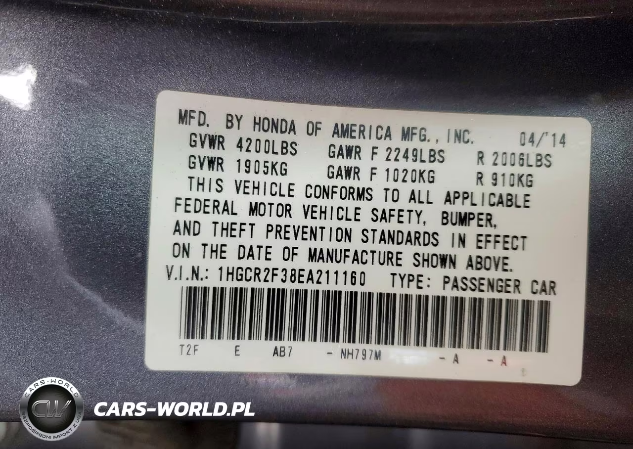2014 Honda Accord Lx VIN:1HGCR2F38EA211160 - 12