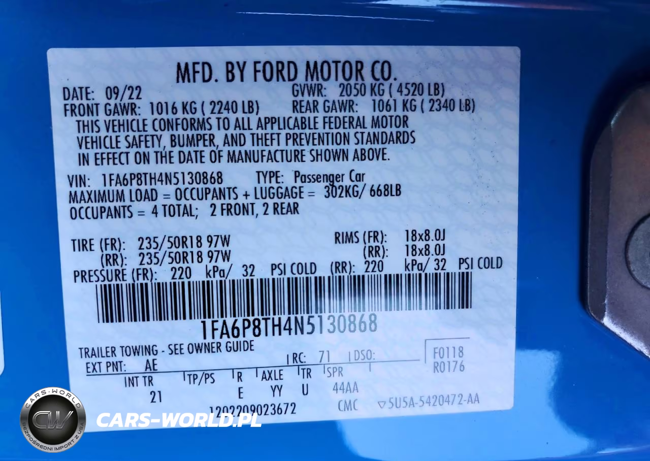 2022 Ford Mustang VIN:1FA6P8TH4N5130868 - 12