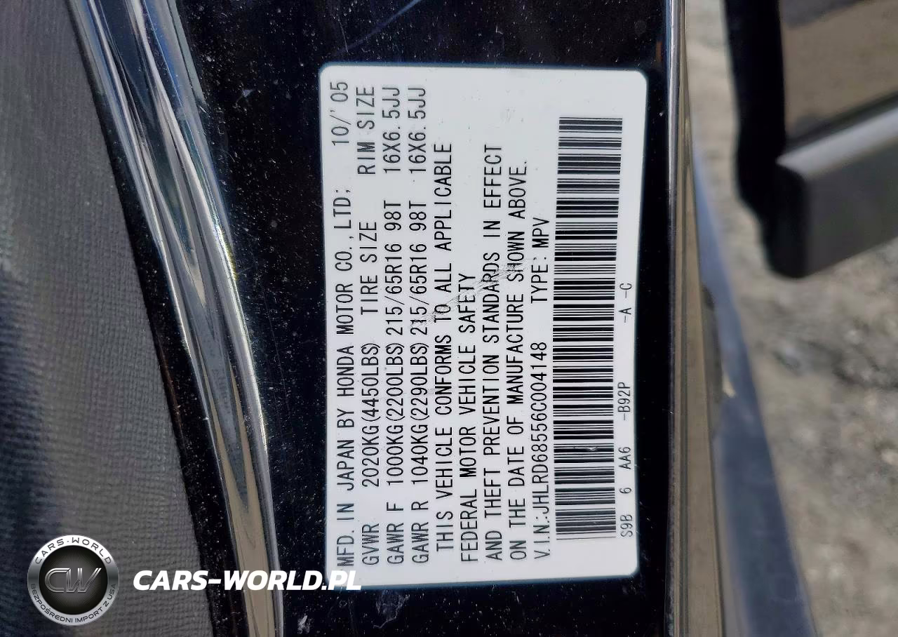 2006 Honda Cr-V Lx VIN:JHLRD68556C004148 - 12