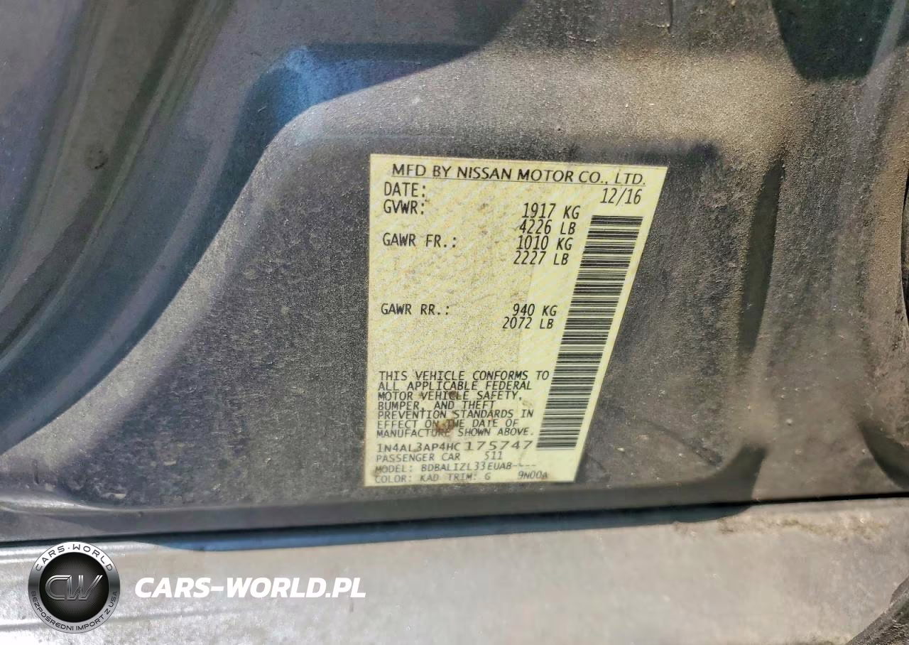 2017 Nissan Altima 2.5 Sv VIN:1N4AL3AP4HC175747 - 12