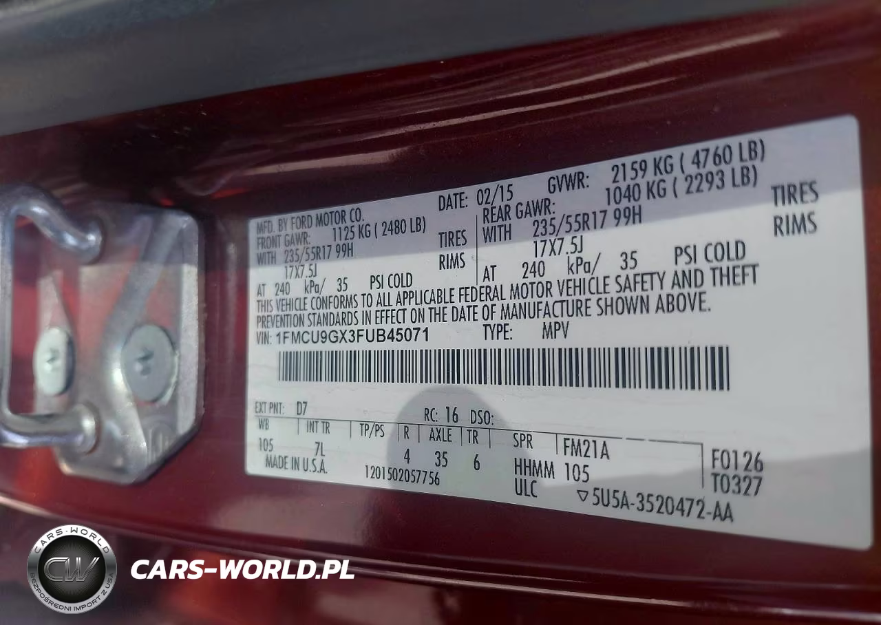 2015 Ford Escape Se VIN:1FMCU9GX3FUB45071 - 10