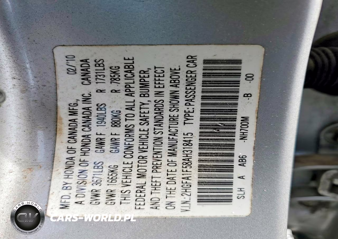 2010 Honda Civic Lx VIN:2HGFA1F58AH318415 - 12