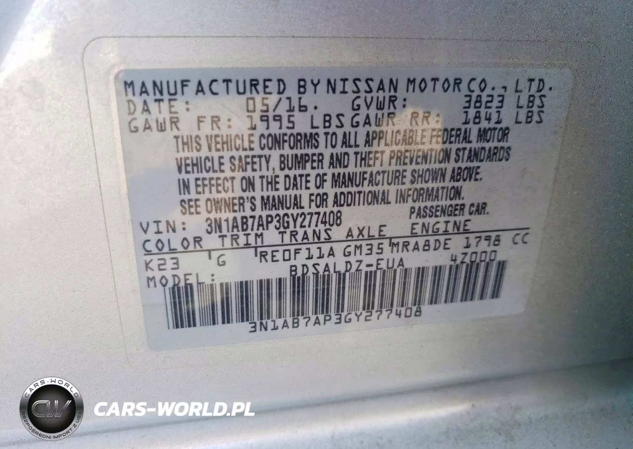 2016 Nissan Sentra Sv VIN:3N1AB7AP3GY277408 - 12
