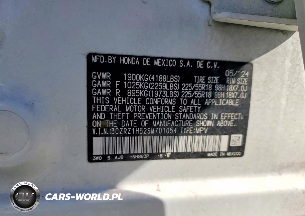 2025 Honda Hr-V Sport VIN:3CZRZ1H52SM701054 - 14