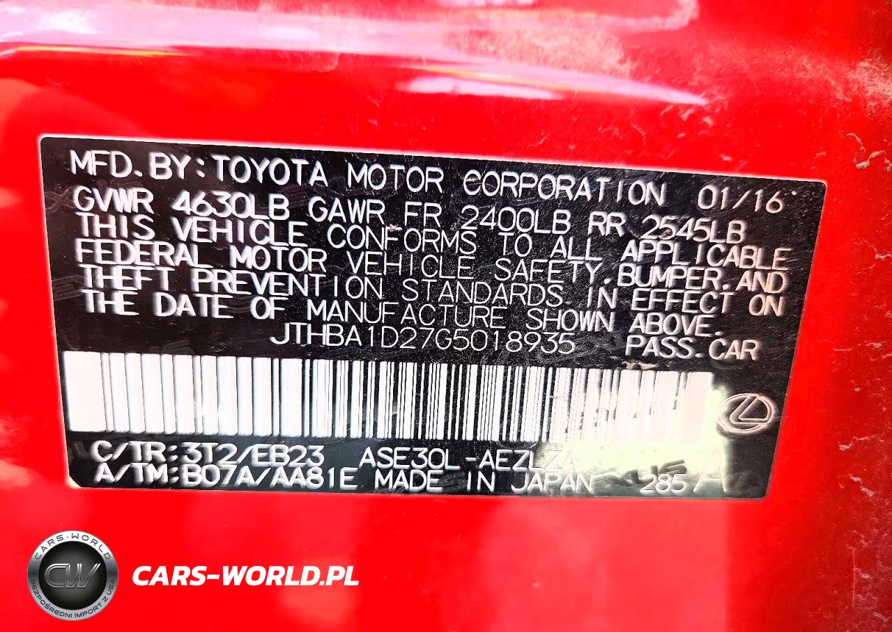 LEXUS IS 200T VIN:JTHBA1D27G5018935 - 12