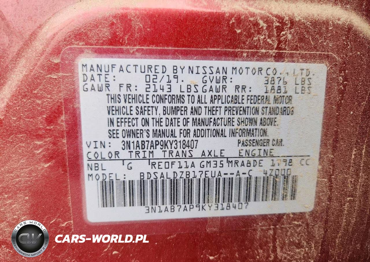 2019 Nissan Sentra Sv VIN:3N1AB7AP9KY318407 - 13
