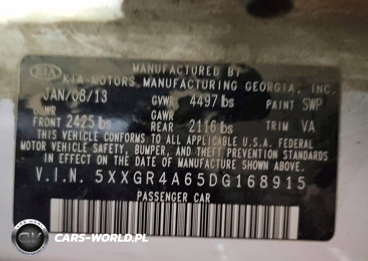 2013 Kia Optima Sx VIN:5XXGR4A65DG168915 - 14