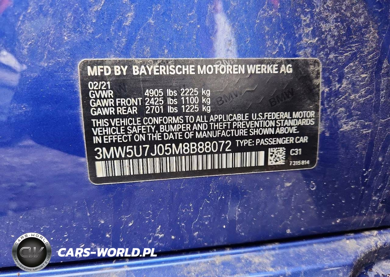 2021 BMW M340I VIN:3MW5U7J05M8B88072 - 12