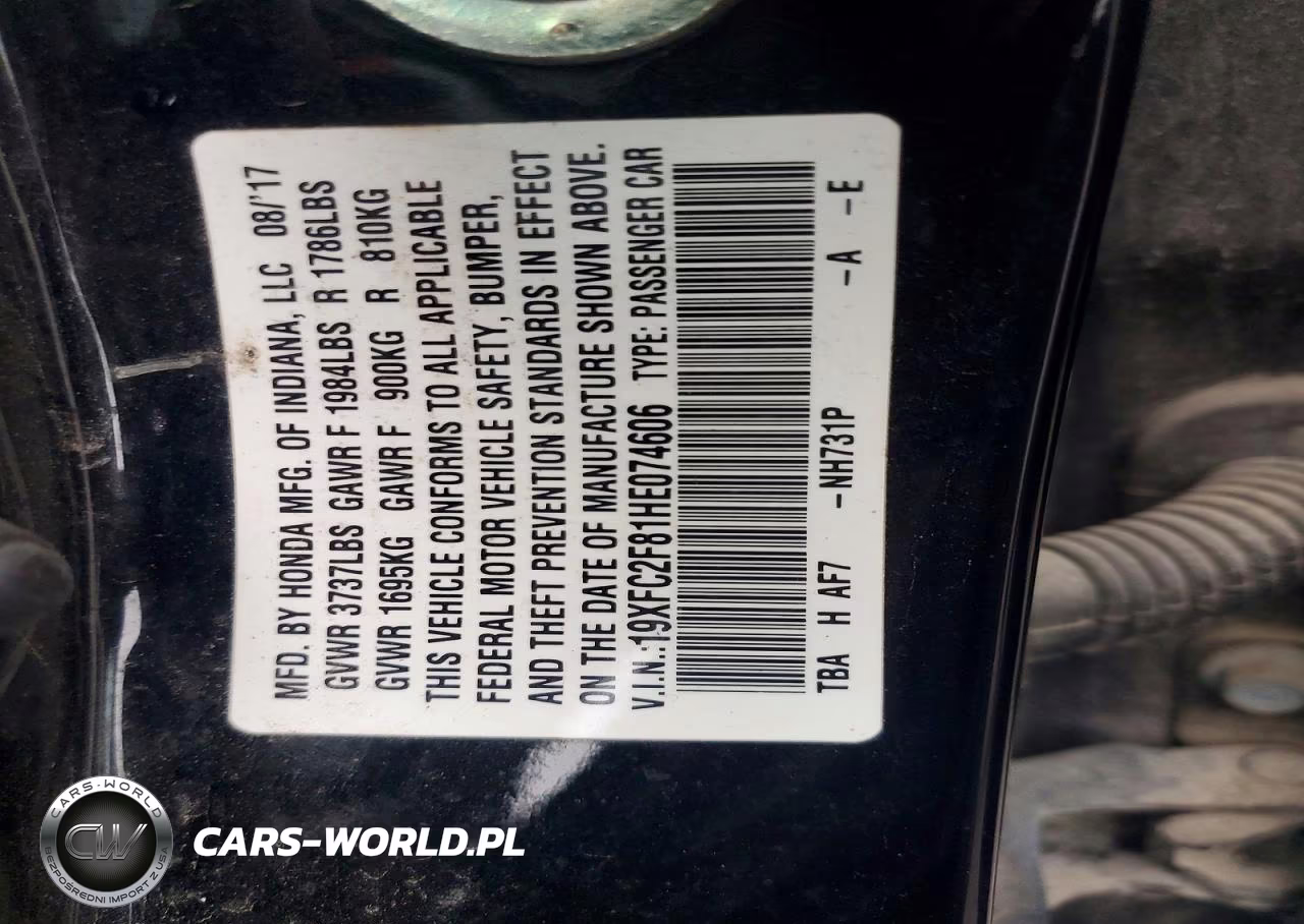 2017 Honda Civic Ex VIN:19XFC2F81HE074606 - 13