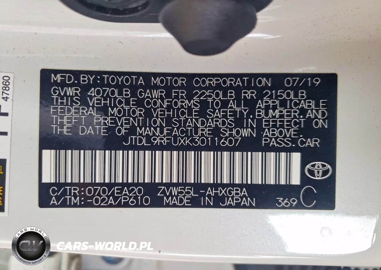 2019 Toyota Prius Xle Awd-E VIN:JTDL9RFUXK3011607 - 13