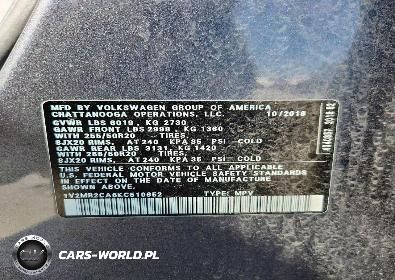 2019 Volkswagen Atlas Sel VIN:1V2MR2CA6KC510652 - 13